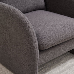 English Elm [ Lamb Fabric Sofa Plush Sherpa Upholstered Accent Chair with Solid Wood Frame, Foam Seat, Toss Pillow Gray W1765P169734