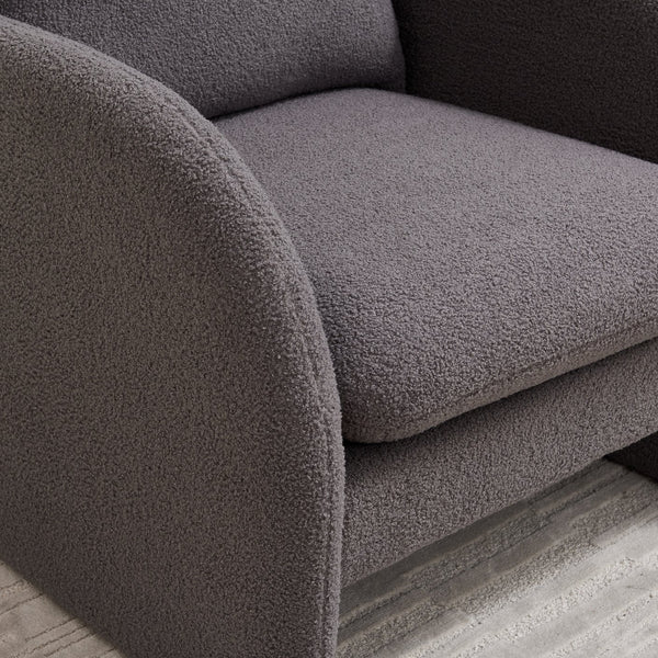 English Elm [ Lamb Fabric Sofa Plush Sherpa Upholstered Accent Chair with Solid Wood Frame, Foam Seat, Toss Pillow Gray W1765P169734