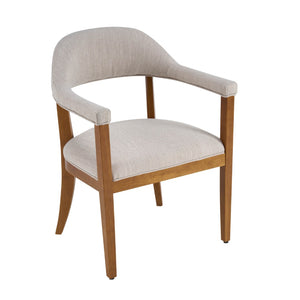 English Elm Wood Frame Upholstered Dining Chairs Set of 2 Curved Back Rubberwood Armrest Seating Beige,Walnut N768P389407W
