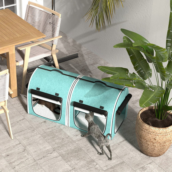 English Elm PawHut 39" Soft-Sided Double Cat Carrier with Divider, Foldable Travel Crate, Cushions & Storage Bag W2225P249937