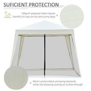 English Elm Outsunny 10x10 Slant Leg Canopy Tent with Mesh Walls Uv Polyester Outdoor Shade W2225P200893