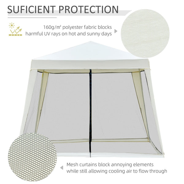 English Elm Outsunny 10x10 Slant Leg Canopy Tent with Mesh Walls Uv Polyester Outdoor Shade W2225P200893