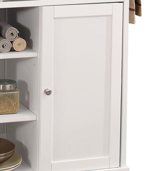 English Elm Tullarick Natural Wooden Top Kitchen Cart with White Finish, Locking Casters, 2 Doors, 2 Drawers, Spice Rack B2726P272328