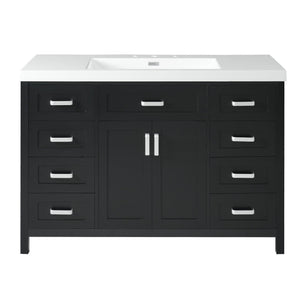 English Elm Christopher Knight Home® - 48" Bathroom Vanity with Sink Combo | 2 Doors 8 Soft-Close Drawers, Resin Top, Pine Legs Black N759S337621B