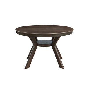 English Elm 47.24''Round Rubber Wood Dining Table with Trestle Pedestal for 4-6, Modern MDF Frame Design Dark Brown W2582S00074