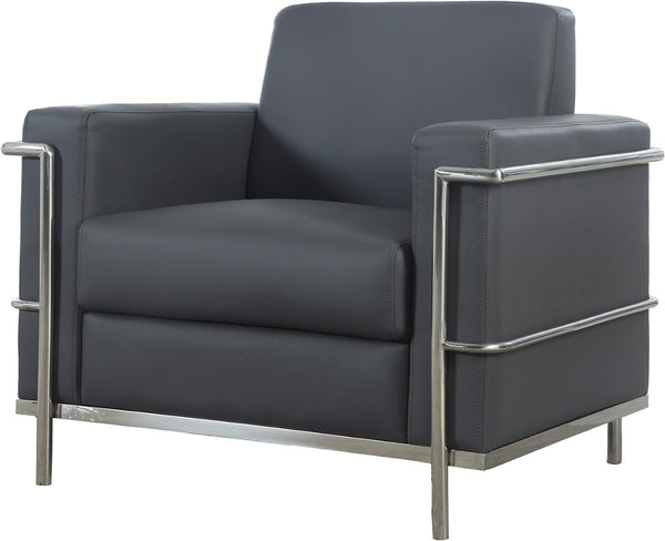 English Elm Executive Faux Leather Club Chair with Polished Chrome Frame for Modern Living Spaces Light Gray B011P439045