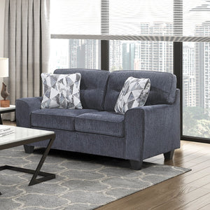 English Elm Durable Chenille Upholstered Loveseat with Pocket Coil Support and Contemporary Style Blue B011P474322