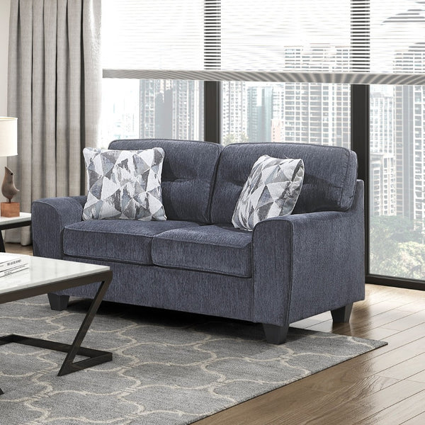 English Elm Durable Chenille Upholstered Loveseat with Pocket Coil Support and Contemporary Style Blue B011P474322