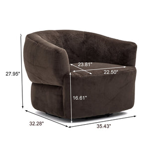 English Elm Plush Barrel Swivel Accent Chair Velvet Upholstered 360 Degree Base Living Room Black,Dark Brown N776P403621M