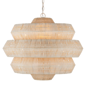 Antibes White Chandelier - Artisan-Crafted Bleached Rattan with Wrought Iron Frame for Modern Spaces