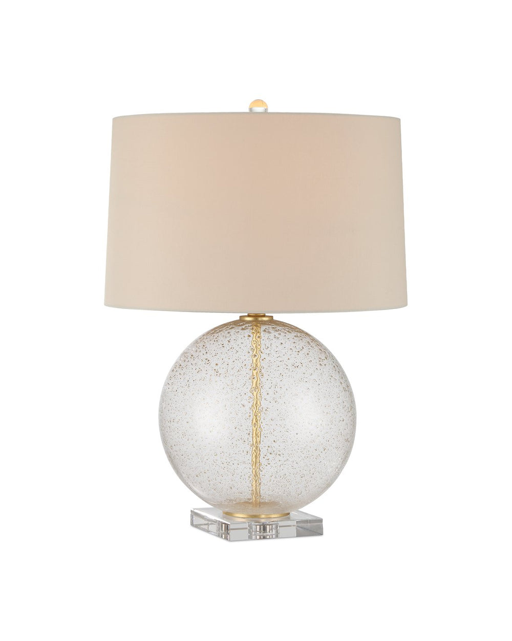 Currey & Company Zebulon Round Table Lamp - Stunning Orb-shaped Design With Gold Flecks & Crystal Base For Elegance Clear Glass ,Optic Crystal ,Meta 6000-1007-currey-company