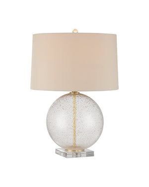 Currey & Company Zebulon Round Table Lamp - Stunning Orb-shaped Design With Gold Flecks & Crystal Base For Elegance Clear Glass ,Optic Crystal ,Meta 6000-1007-currey-company