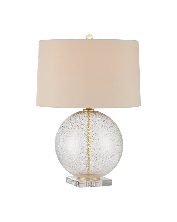 Currey & Company Zebulon Round Table Lamp - Stunning Orb-shaped Design With Gold Flecks & Crystal Base For Elegance Clear Glass ,Optic Crystal ,Meta 6000-1007-currey-company