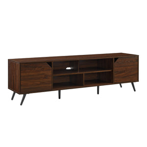 Noah Mid-century Modern 70" TV Stand - Stylish Dark Walnut Storage for TVs Up to 80" - Sleek Design!