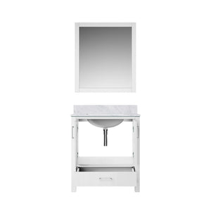 English Elm White Bath Vanity Set With Carrara Marble Top & Mirror – Elegant Design, Soft-Close Storage Solutions B2731S00671-GIGA