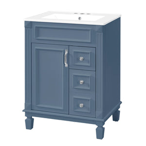 English Elm 24" French Inspired Bathroom Vanity with Ceramic Basin Soft Close Cabinet and 2 Drawers N710P318989C