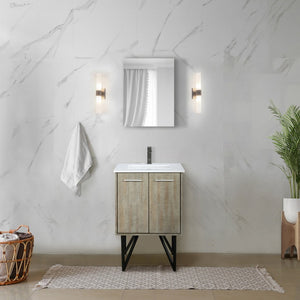 English Elm Rustic Acacia Bath Vanity 24” Wide With Cultured Marble Top, Gun Metal Faucet & Storage Solutions B2731P259661-GIGA