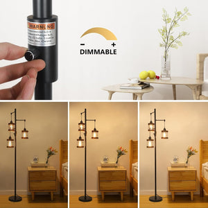 English Elm Arc Floor Lamp Solid Wood Iron Shade Dimmable Led Industrial Farmhouse Living Room W2738P448446