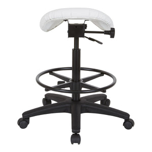 OSP Home Furnishings Backless Saddle Stool Ergonomic Pneumatic Height Adjustable Office Studio Task Seating Dillon Snow ST205-R101
