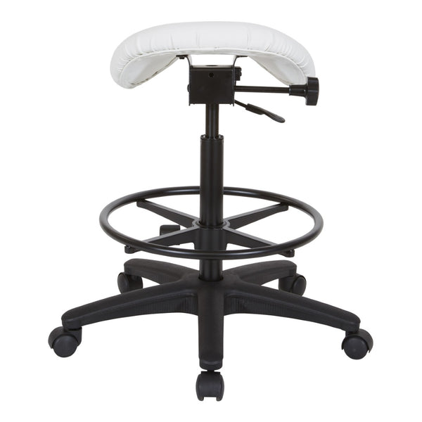 OSP Home Furnishings Backless Saddle Stool Ergonomic Pneumatic Height Adjustable Office Studio Task Seating Dillon Snow ST205-R101