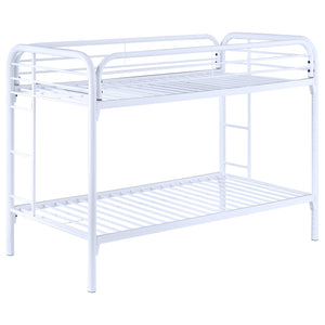 English Elm Celeste Modern White Metal Twin Over Twin Bunk Bed With Safe Rung Ladder & Space-Saving Design B062P340729