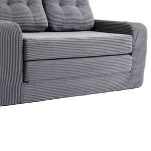 English Elm Convertible Floor Sofa Bed with Memory Foam and Ribbed Corduroy for Small Spaces Gray W395P438027