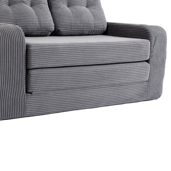 English Elm Convertible Floor Sofa Bed with Memory Foam and Ribbed Corduroy for Small Spaces Gray W395P438027