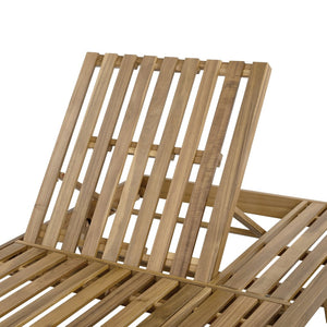 English Elm 2/3 Solid Acacia Wood Outdoor Lounge Chair Foldable Slatted Reclining Patio Chaise Light Brown N770P253442L