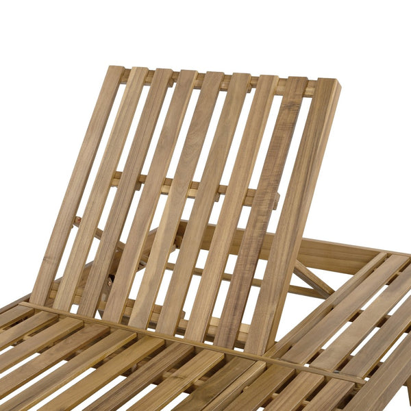 English Elm 2/3 Solid Acacia Wood Outdoor Lounge Chair Foldable Slatted Reclining Patio Chaise Light Brown N770P253442L