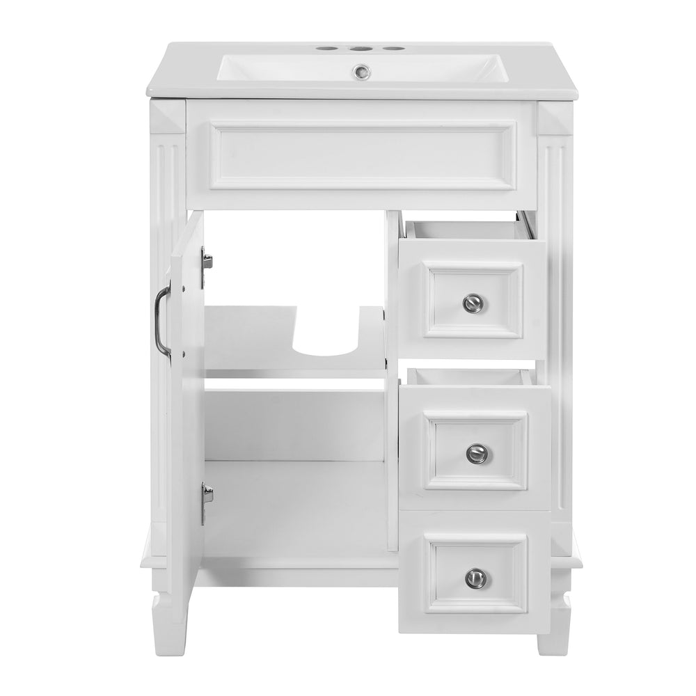 English Elm 24" Bathroom Vanity With Elegant Ceramic Sink, Stylish Storage, And Timeless French Design For Small Spaces N710P318989K