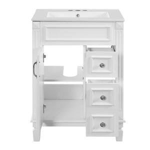 English Elm 24" Bathroom Vanity With Elegant Ceramic Sink, Stylish Storage, And Timeless French Design For Small Spaces N710P318989K