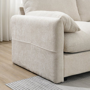 English Elm 96.5'' L-Shaped Sectional Sofa with Giant Storage Ottoman, USB Type-C Charger, Phone Holder and Pocketed Arms Beige N723S8776A