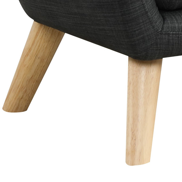 English Elm Fenix Kids Linen Chair with Button-Tufted Back and Solid Wood Legs — Cozy, Durable Seating for Kids Gray B061P236757