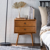 English Elm Walker Edison - Mid-Century Modern Double-Drawer Solid Wood Nightstand - Caramel