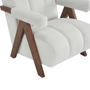 English Elm Christopher Knight Home® - Mid Century Modern Barrel Chair with Solid Wood Frame, Plush Tufted Velvet Ivory Seat, Cozy 28.5" Wide Lounge N765P197467W