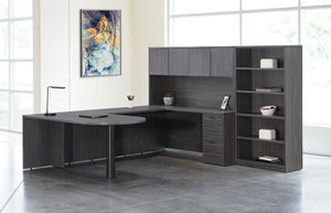 OSP Home Furnishings Napa U Shaped Sectional Sofa with Built in Bookcase for Spacious Family Rooms NAPSGW-TYP16