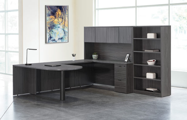OSP Home Furnishings Napa U Shaped Sectional Sofa with Built in Bookcase for Spacious Family Rooms NAPSGW-TYP16