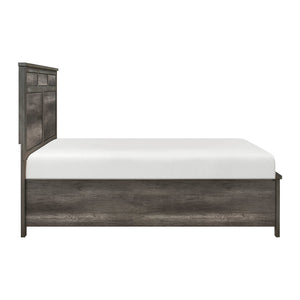 English Elm 1pc Queen Platform Bed with Footboard Storage, Gray Wood Finish, Traditional Design, 2 Drawers, 57"H B011S01251