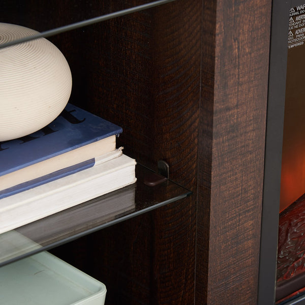 English Elm TV LED Fireplace TV Stand with Bluetooth LED Lights, Remote, USB Charging & Ample Storage, 58" Espresso W2275P257463