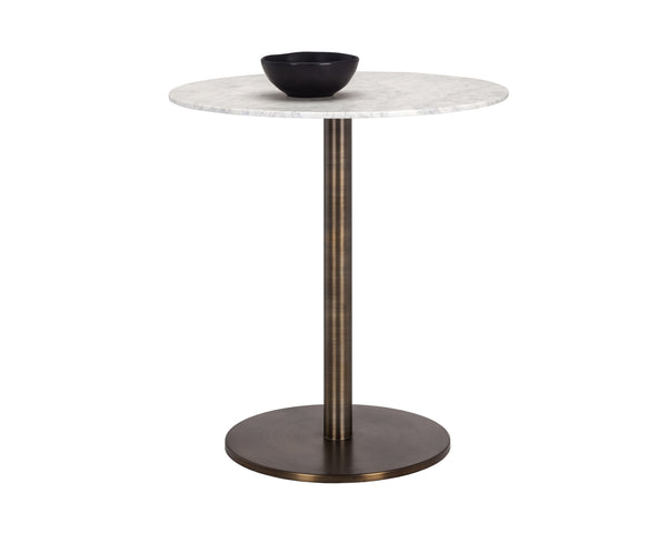 Sunpan Enco Counter Table - Art Deco Marble Top with Antique Gold Base, Perfect for Bars and Lounges Round - 35W x 35D x 37.5H