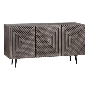 Crestview Collection Transitional Gray Sideboard - Modern Mango Wood Tv Stand With Geometric Doors And Storage Solutions Gray Solid Wood Cvfnr4401