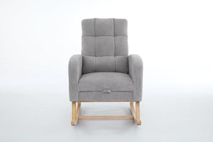 English Elm Modern Upholstered Rocking Chair With Solid Wood Legs, High Backrest, Side Pocket For Comfort & Style P2 W2725P276807-GIGA