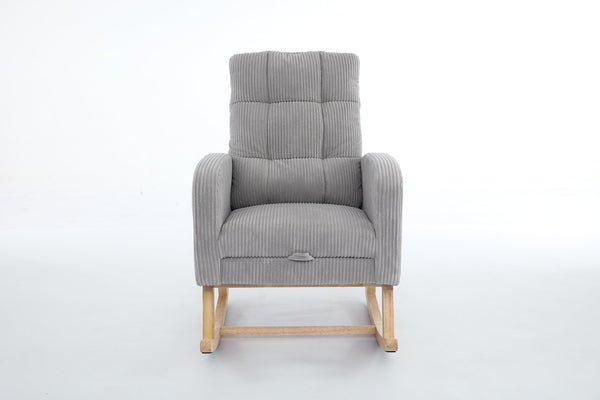 English Elm Modern Upholstered Rocking Chair With Solid Wood Legs, High Backrest, Side Pocket For Comfort & Style P2 W2725P276807-GIGA