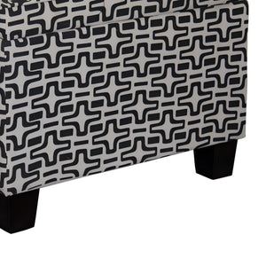 English Elm 18" Tall Storage Ottoman with Geometric Star Print Brown Upholstery, Foam-Padded Seat & Hidden Storage B072116451