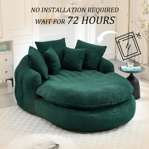 English Elm Oversized Memory Foam Chenille Bean Bag Sofa with Ergonomic Back Support, 3 Large & 2 Small Pillows Emerald W395P359413