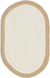 Unique Loom Braided Jute Goa Hand Braided Border Rug White, Natural 5' 1" x 8' 0"