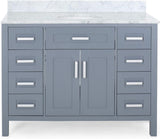 Christopher Knight Home® - Noble House - - 49'' Bathroom Vanity With Marble Top & Ceramic Sink, Two Doors, 8 Drawers, Gray