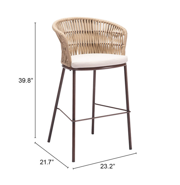 Freycinet Barstool Natural 703990 Zuo Modern