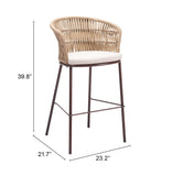 Freycinet Barstool Natural 703990 Zuo Modern