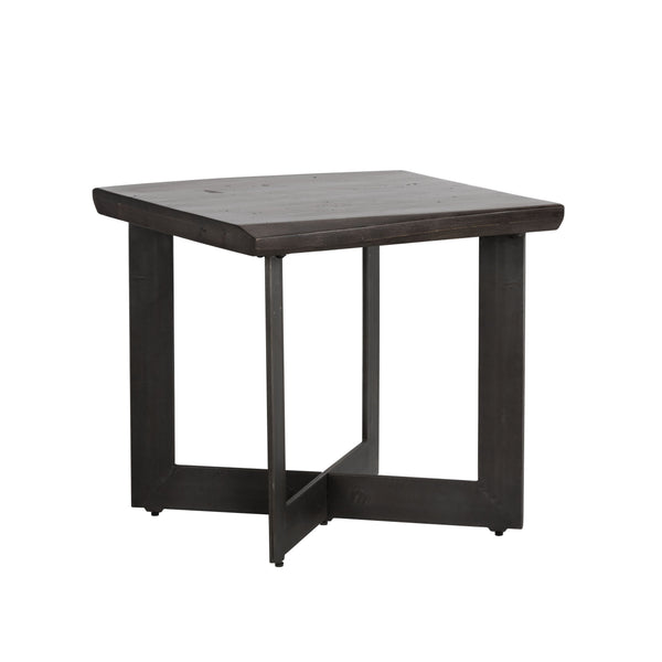 Sunpan Marley Side Table - Rustic Acacia Wood Top with Antique Gunmetal Base for Industrial Charm